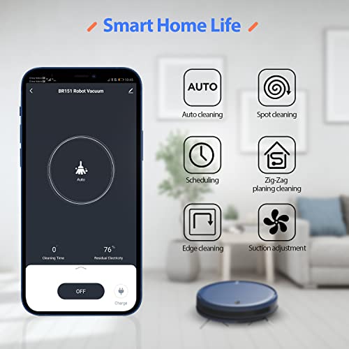 ZCWA Robot Vacuum Cleaner, Robotic Vacuum and Mop Combo Compatible with Alexa/WiFi/App, Self-Charging, 230ML Water Tank for Pet Hair, Hard Floors and Low Pile Carpets