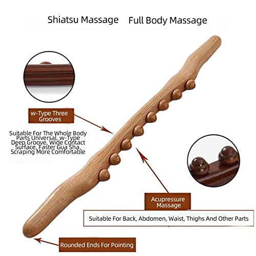 Wooden Gua Sha Tool for Body, Lymphatics Drainage Tool Guasha Wood Massage Stick for Neck & Back Pain Body Shaping Massager for Anticellulite