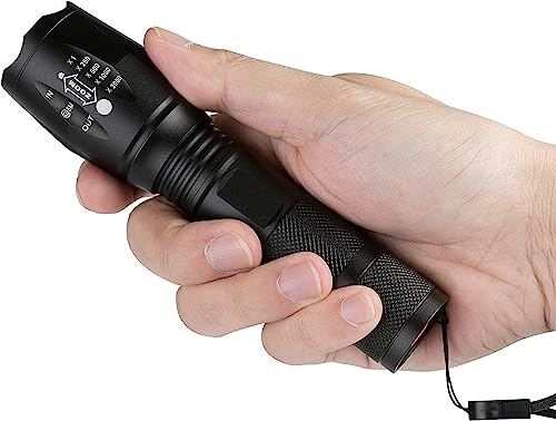 LED Torch High Lumens Flashlights Tactical Flashlight with Adjustable Focus a Water Resistant Torch for Outdoor Zoomable 5Modes Water Resistant, Handheld Light/LED Torch