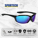 Flux Sportech Unisex Polarized No Slip Outdoor Sports Sunglasses with 100% UV Protection - S.BLK