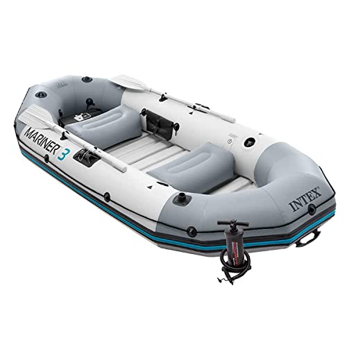 Intex Mariner 3 Boat Set Inflatable Boat, Green black and white