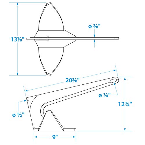 Seachoice Claw Boat Anchor, Hot-Dipped Galvanized Steel, 16.5 Lbs., for 30-Ft. Boat