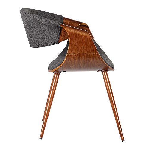 Armen Living Butterfly Dining Chair in Charcoal Fabric and Walnut Wood Finish