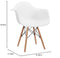 CangLong Natural Wood Legs Mid Century Modern DSW Molded Shell Lounge Plastic Arm Chair for Living, Bedroom, Kitchen, Dining, Waiting Room, Set of 1, White