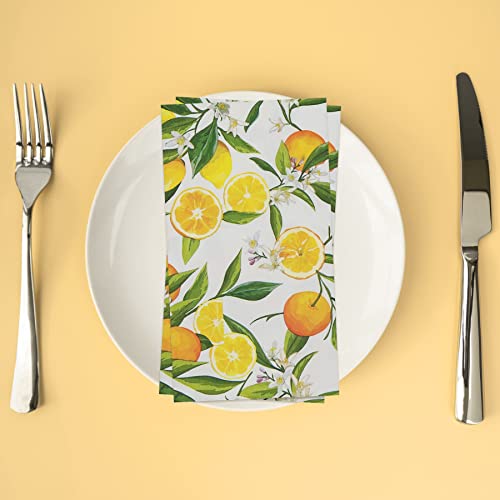 100pcs Lemon Guest Napkins 3 Ply Disposable Paper Yellow Citrus Fruit Lemons Dinner Hand Napkin for Bathroom Powder Room Lime Floral Tropical Summer Spring Party Decorative Towels (Lemon)