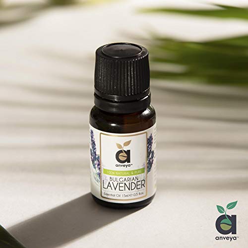 Anveya Bulgarian Lavender Essential Oil, 100% Natural, Pure & Undiluted, 15ml, Best For Hair, Skin, Face, Diffuser, Calm Sleep & Massage