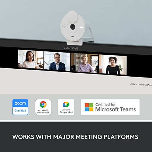 Logitech Brio 300 Full HD Webcam with Privacy Shutter, Noise Reduction Microphone, USB-C, Certified for Zoom, Microsoft Teams, Google Meet, Auto Light Correction - Off White