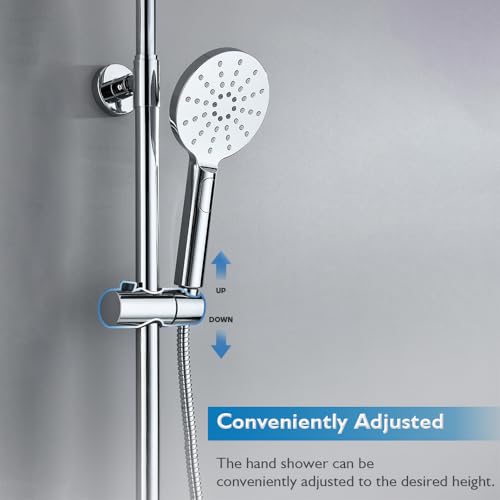 Decaura WELS Twin Hose Shower System 9" Rain Shower Head Set Sliding Rail 3-Mode Handheld Shower Head 2 in 1 Set (Round Head Chrome)
