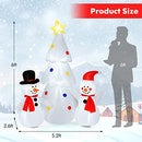 Tangkula 6 FT Inflatable White Christmas Tree with Snowman, Lighted Blow up Xmas Tree, Self Inflating Christmas Decor w/ LED Lights, Built-in Sandbags, Indoor Outdoor Yard Decoration for Garden, Lawn