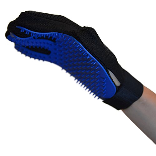 Zenify Pet Hair Remover Dog Grooming Glove Cat Brush Fur Removal Groomer Supplies for Short Haired Cats Puppy Dogs Horses Rabbits Massager Silicon Deshedding Mitt Efficient Gift (Blue 2 Pack)