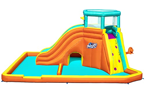 Bestway Inflatable Water Park 5.65x3.73x2.65m Slide World Jumping Castle, Climbing Wall Game, Double Slides Blow Up Playground Bouncer for Outdoor