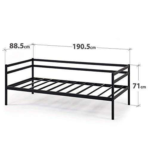 Zinus Marie Metal Single Daybed | Strong Steel Frame Indoor Split-Rail Day time Beds Frame Furniture, Black