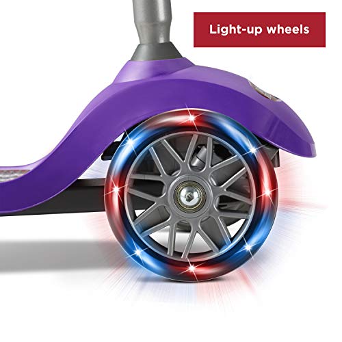 Radio Flyer Lean 'N Glide Scooter with Light Up Wheels Kids Scooter Purple