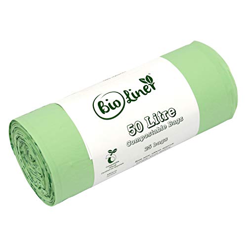 All-Green 50 Litre Bioliner - EN13432-25 x 50L Compostable Wheelie Bin Liners - 25 Green Bags