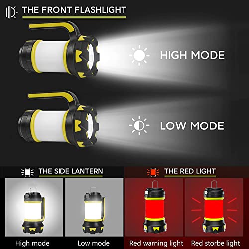 Camping Lantern, Outdoor Led Camping Lantern, Rechargeable Flashlights with 1000LM, 6 Modes, High Power Bank, IPX5 Waterproof Portable Emergency Camping Light for Fishing, Hiking, Reading