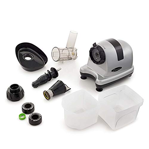 Omega MM900HDS Cold Press Juicer - Celery Juicer, Quiet Dual-Stage Slow Masticating Juicer, 80 RPM, 200W (Silver)