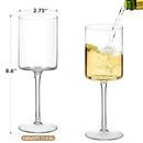 Chouggo Square Wine Glasses Set of 6, Hand Blown Crystal Red Wine or White Wine Glass 11.4Oz - Hand Crafted by Artisans - Gifts for Women, Men, Wedding, Anniversary, Christmas, Birthday