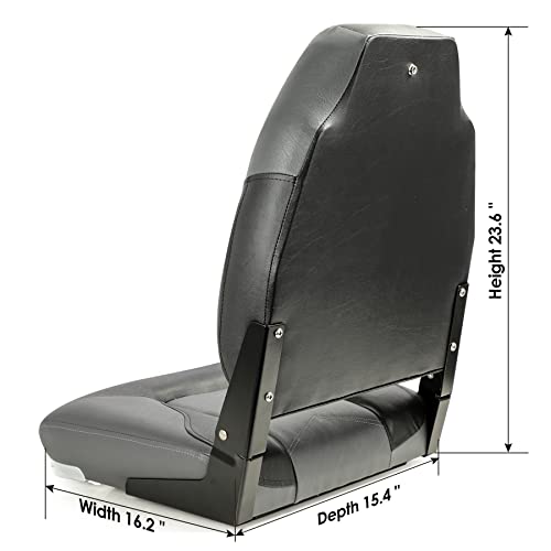 NORTHCAPTAIN Deluxe High Back Folding Boat Seat Stainless Steel Screws Included, Charcoal/Black(2 Seats)