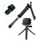 FitStill Waterproof 3 Way Tripod for Go Pro Hero 12/11/10/9/8/7/6/5/4 Black Session and Other Action Cameras, Detachable Extendable Pole with Hand Grip Stand