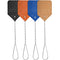 4 Pieces Leather Fly Swatter Long Handle Manual Swat Metal Handle Flyswatter Colorful Rustic Fly Swatter for Kitchen Home Indoor Outdoor, 4 Colors(Royal Blue, Black, Khaki, Dark Brown)