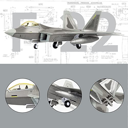 Loose Fun Park 1:100 Military Model Aeroplane F-22 Raptor Die-Cast Alloy Combat Aircraft Model