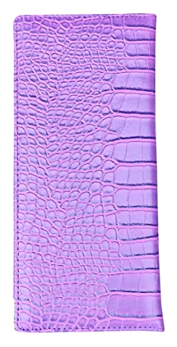 Acclaim Rigid Lawn Bowls Bowling Scorecard Holder Lightly Padded Synthetic Texture Effect 23 cm x 10 cm with Spring Clip & Pen Loop (Purple)