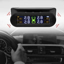 Tyre Pressure Monitoring System Solar TPMS with 4 Sensors LCD Real-time Displays 4 Tires' Pressure and Temperature Auto Alarm Monitoring