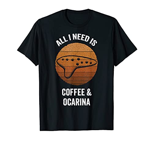 VidiAmazing All I Need Coffee & Ocarina | Vintage Musical Instrument T-Shirt ds009 T-Shirt Black