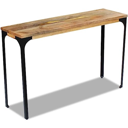 vidaXL Industrial Console Table, Handmade Mango Wood and Steel Sideboard, Brown, 120x35x76 cm