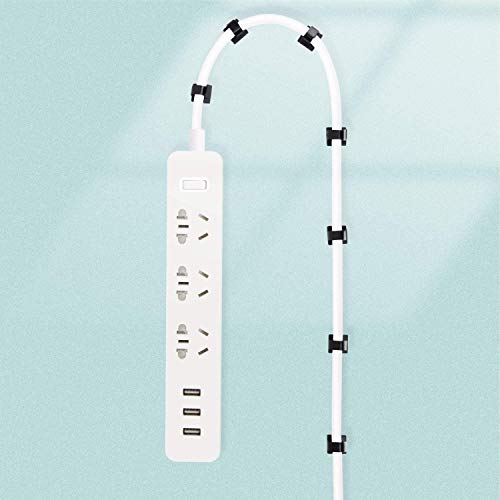 SOULWIT 50 Pcs Self Adhesive Cable Management Clips, Cable Organizers Sticky Wire Clips Cord Holder for TV PC Laptop Ethernet Cable Desktop Home Office (Black)
