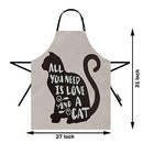 (Apron-a100) - Moslion Cat Apron 80cm x 70cm Cute Animal Kitten All You Need is Love and A Cat Lover Quote Kitchen Chef Waitress Cook Aprons Bib with Adjustable Neck for Women Men Girls