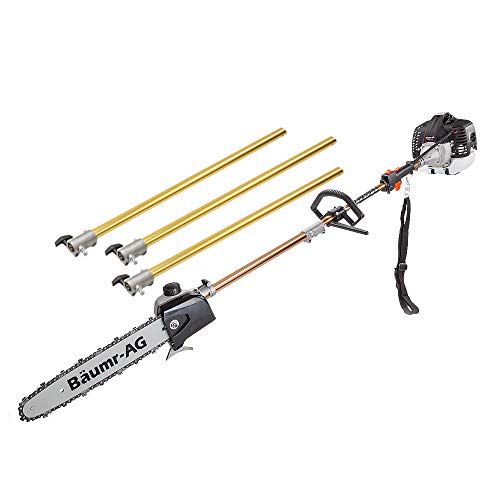 Baumr-AG 65cc Petrol Pole Chainsaw and Brushcutter 2-Stroke Commercial Pole Saw Brush Cutter with 3 Extension Shafts and Bonus Accessory Kit, SMX120