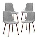 CangLong Dining Kitchen Fabric Cushion Seat Back, Modern Mid Century Living Room Side Chairs with Metal Legs, 4 pcs pack, Grey