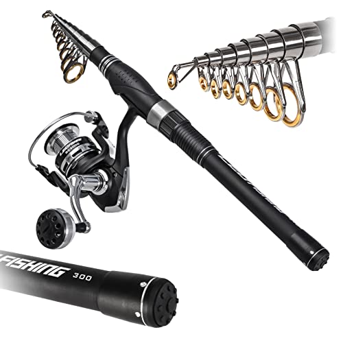 LEOFISHING Portable Light Weight Fishing Rod and Reel Combos Telescopic Spinning Fishing Pole Set with Full Kits and Carrier Case for Travel Salt and Fresh Water Beginner and Youth (240cm/7.87ft)