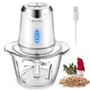 Food Processor 6000mAh Cordless Mini Chopper with 1.2L Glass Bowl, Electric Food Processors BPA-free Garlic Mincer Blender with 4 Stainless Steel Blades,2 Speeds for Baby Food,Veggie Xmas Gift(White)