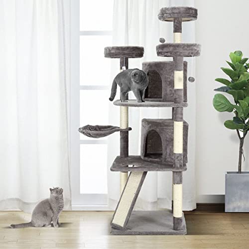 167cm Cat Scratching Post Climbing Tree 5 Levels Tower Play Center w/Scratcher Cat Condos Ladder Toys