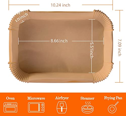 Air Fryer Paper Liners, 120Pcs Parchment Paper, Air Fryer Disposable Paper Liner for Steamer, Baking, Microwave, 8.6X 5.5'' Airfryer Liners, Non-Stick Oil-Proof Air Fryer Liners Free of Bleach