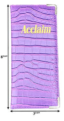 Acclaim Rigid Lawn Bowls Bowling Scorecard Holder Lightly Padded Synthetic Texture Effect 23 cm x 10 cm with Spring Clip & Pen Loop (Purple)