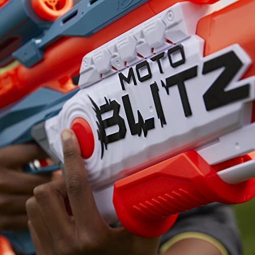 Nerf Elite 2.0 Motoblitz Blaster, 2 Blast Modes, Motorized 10-Dart Blasting & Airblitz 6 Darts at Once, 10 Dart Clip, 22 Elite Darts