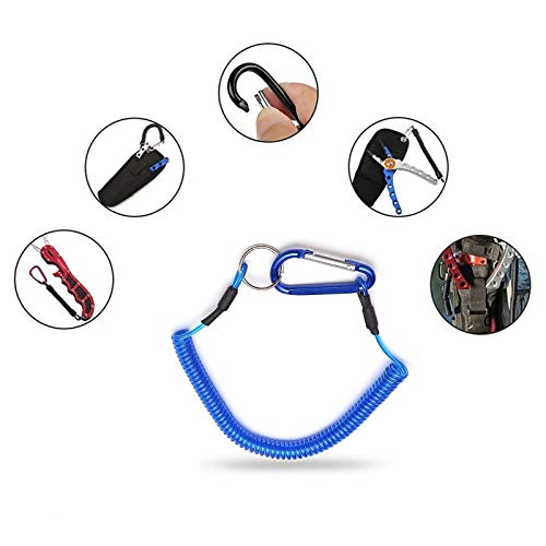 LAIBOREC Fishing Lanyards, 7PCS Retractable Steel Wire Coiled Lanyard  Safety Fishing Tool Ropes Accessories with Carabiner and Split Ring for  Pliers Lip Grips Tackle, Boating, Kayak (Blue)