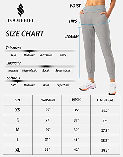 Soothfeel Women's Joggers with Zipper Pockets High Waisted Athletic Workout Yoga Pants Joggers for Women, Dark Grey, Medium