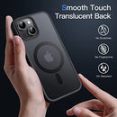 JETech Magnetic Case for iPhone 14 Plus 6.7-Inch Compatible with MagSafe, Translucent Matte Back Slim Shockproof Phone Cover (Black)