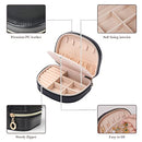 ProCase Portable Jewelry Box, Small Travel Double Layer PU Leather Mini Jewelry Display Case Earring Necklace Bracelet Ring Organizer Holder Box for Women Girl -Black