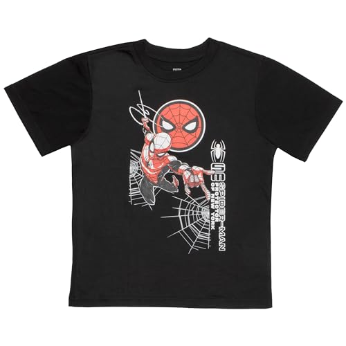 Marvel Spider-Man Comics Peter Parker Boys 3-Pack Short Sleeve T-Shirt Bundle Set for Kids, Black/Red/Blue, 10-12