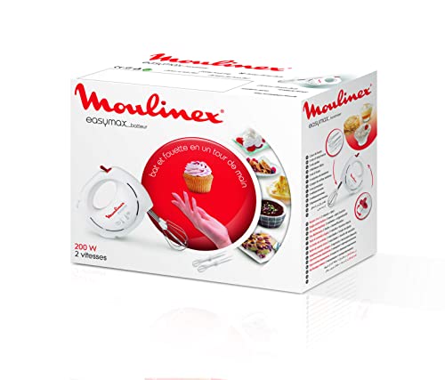 Moulinex ABM1 200W Easy Max Hand Mixer, White/Red