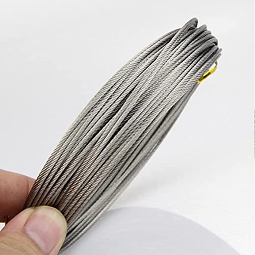AcbbMNS 2mm Wire Rope 304 Stainless Steel Cable Wire Plastic Coated Rope 20M, 7 x 7 Strands Construction Braided, Clothes Line for Deck Railing, Outdoor, Yard, Garden or Crafts