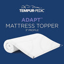 TEMPUR-PEDIC 11284130 Supreme 3-Inch Premium Foam Mattress Topper, Adaptable Personalized Comfort, Pressure Relieving, Assembled in The USA, Full, White, Double