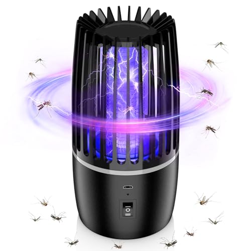 Mosquito Killer Lamp, Electric Fly Catcher,USB Rechargeable 2 in 1 Portable Bug Zapper with UV Lamp and Night Light, 360° Attract Zap Flying Insect for Indoor Outdoor Trip Camping