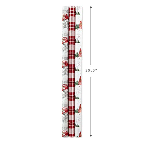 Hallmark 5JXW1034 Reversible Holiday Wrapping Paper Bundle, Winter Scene (Pack of 3, 120 sq. ft. TTL.)