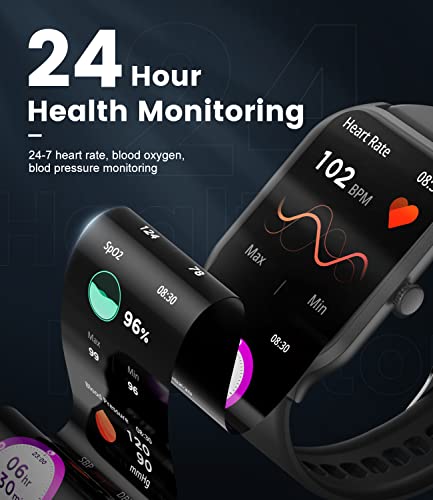 LIGE Smart Watch with Bluetooth Call Answer/Dail,2.01'' Large HD Touchscreen Smartwatch with 123 Sports Modes,Heart Rate/SpO2/Blood Pressurefor IP67 Waterproof Fitness Tracker for iOS & Android Black